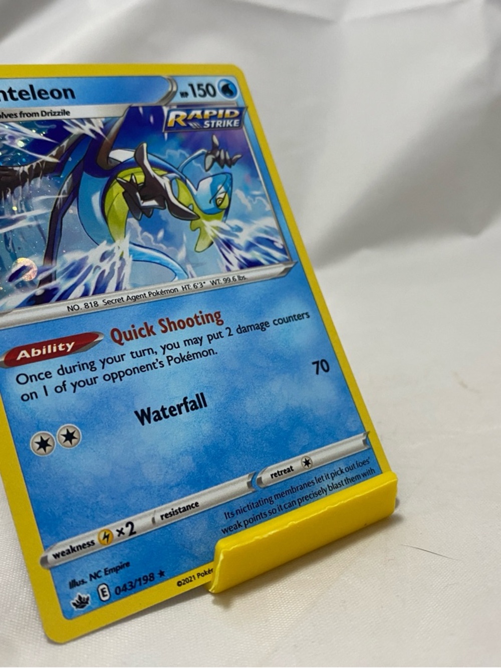 Pokemon Inteleon Rapid Strike 43/198 Chilling Reign Holo Rare Holo NM